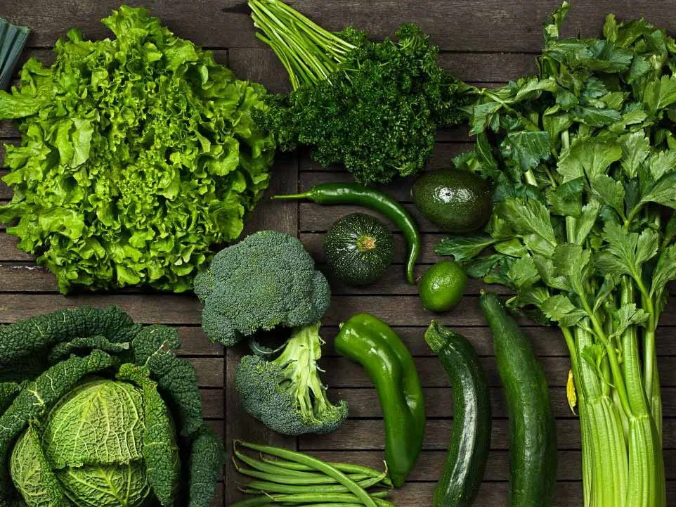 A selection of green vegetables.